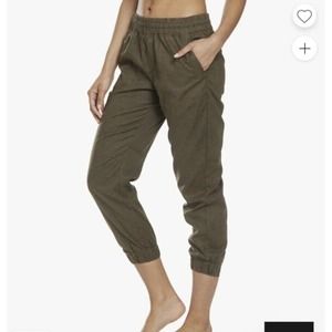 PrAna Mantra Joggers Womens Slate Green Size Medium Hemp Blend Boho Style